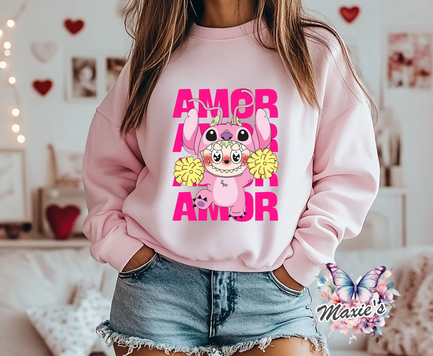 Pink Cheerleader Labubu Graphic Design DTF Transfer Print