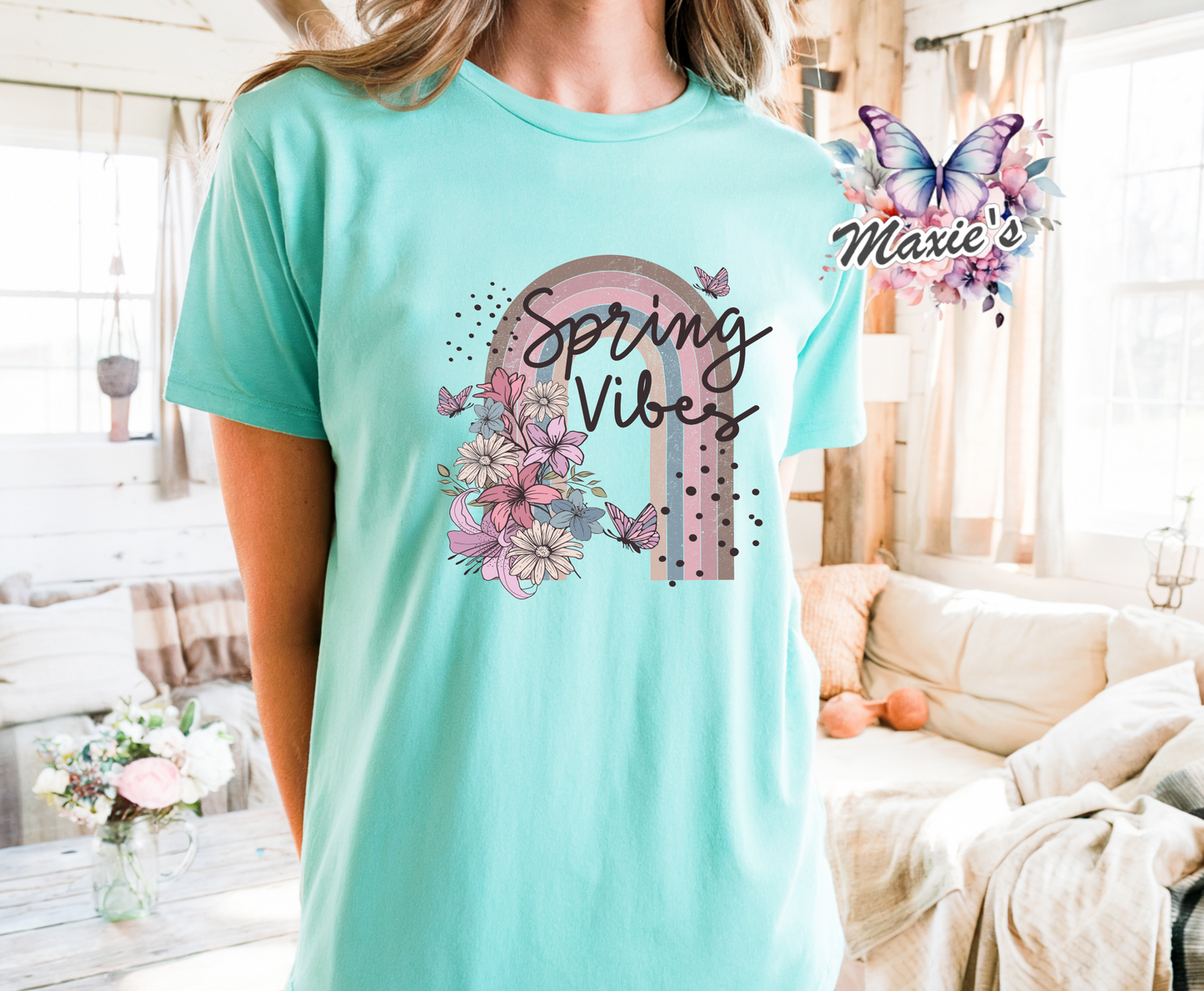 Spring Vibe Floral Rainbow π Graphic Design DTF Transfer Print