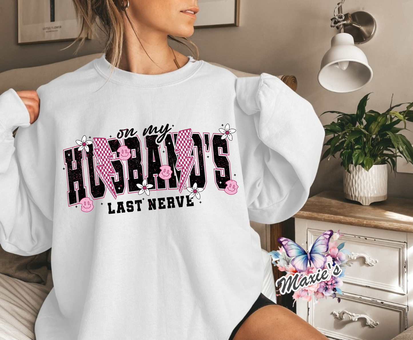 On My Husband's Last Nerve Retro Graphic Design DTF Transfer Print