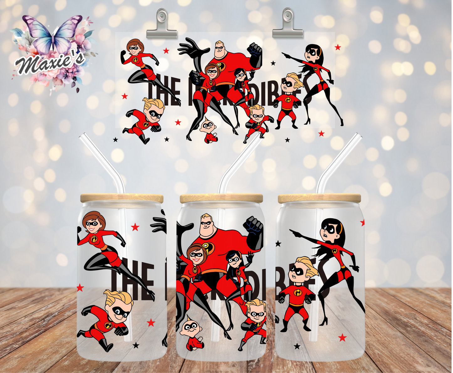 The Incredibles Characters Graphic Design 16oz. UVDTF Cup Wrap