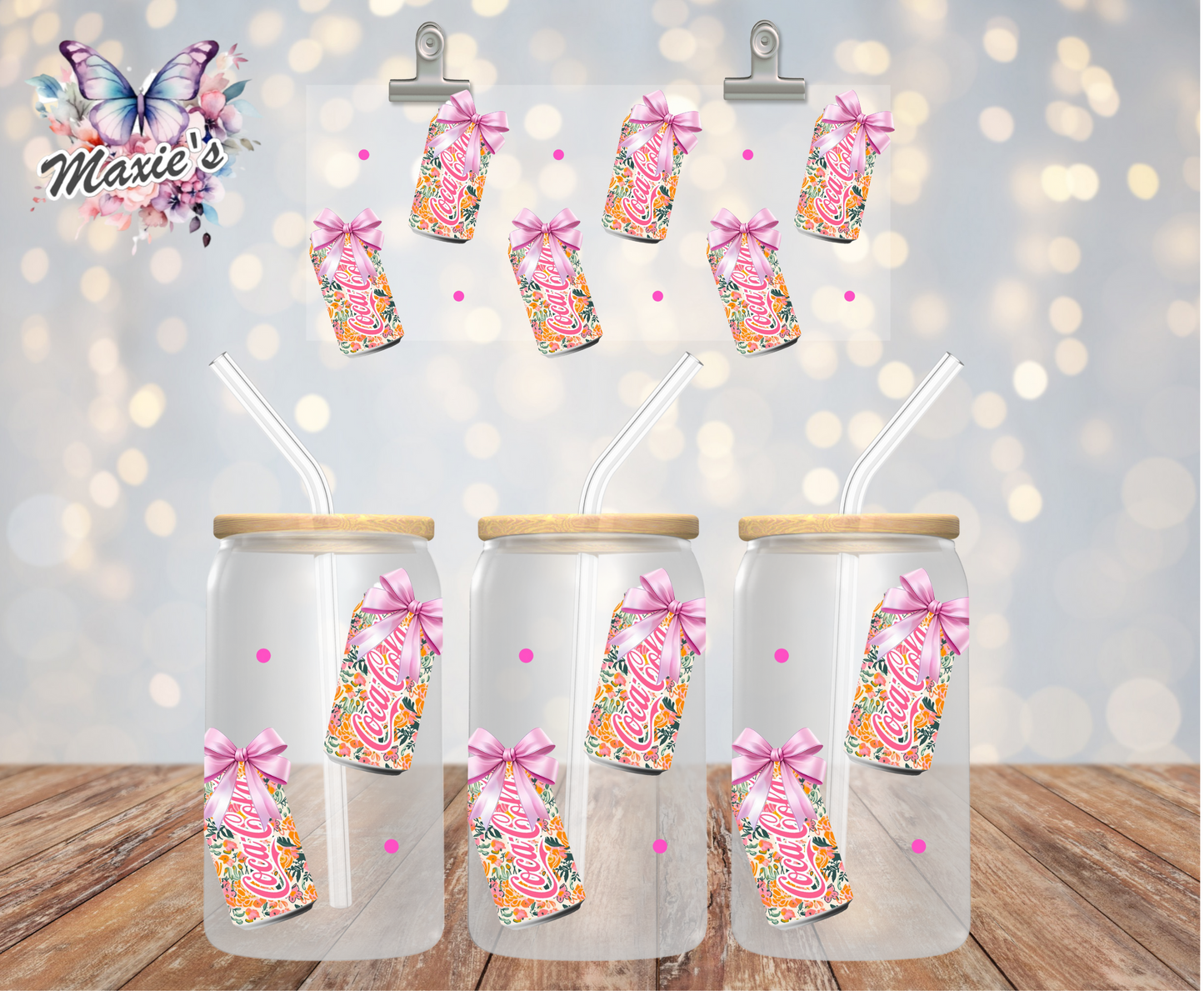 Floral Coca-Cola Theme 16oz. UVDTF Cup Wrap
