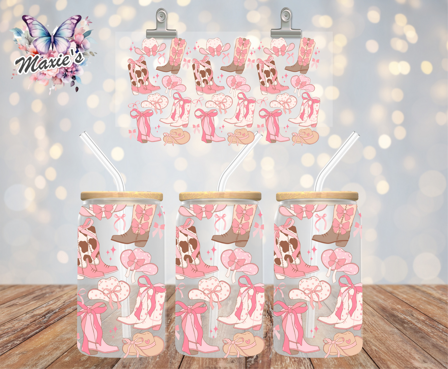 Pink Style Western Cowgirl Theme 16oz. UVDTF Cup Wrap