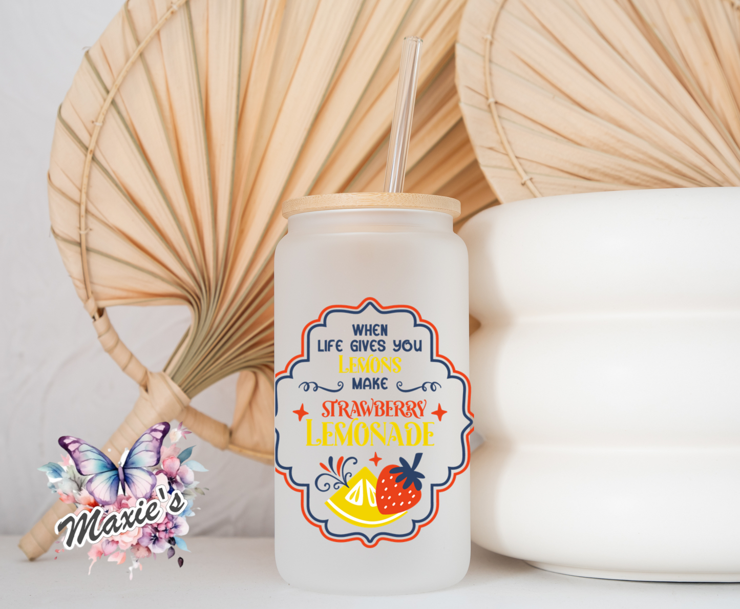 When Life Gives You Lemon, Make Strawberry Lemonade ππ Graphic Design 16oz. UVDTF Cup Wrap