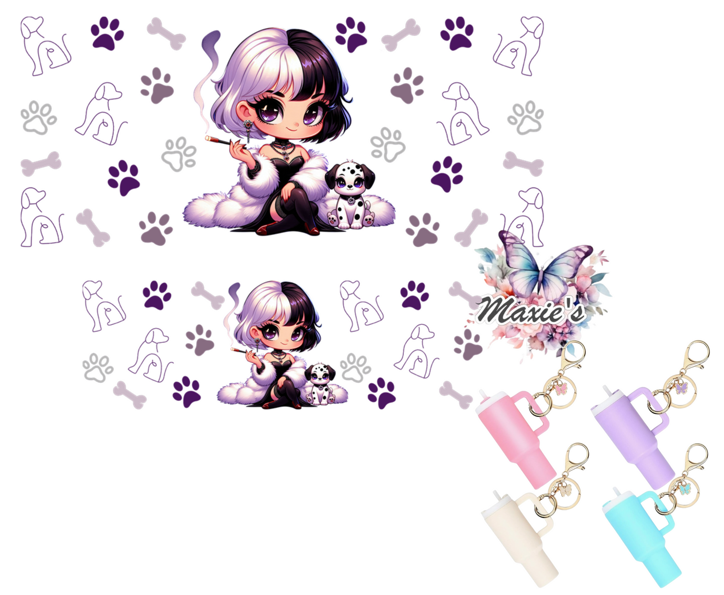 Baby Cruella De Vil Graphic Design UVDTF Mini Tumblr Keychain Decal