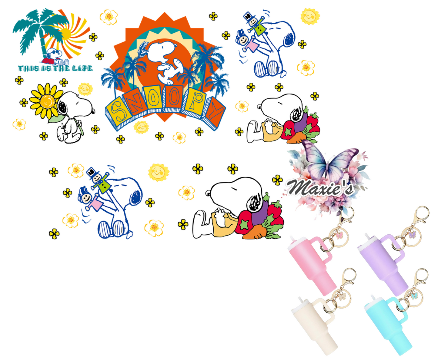 Sunny Snoopy Graphic Design UVDTF Mini Tumblr Keychain Decal