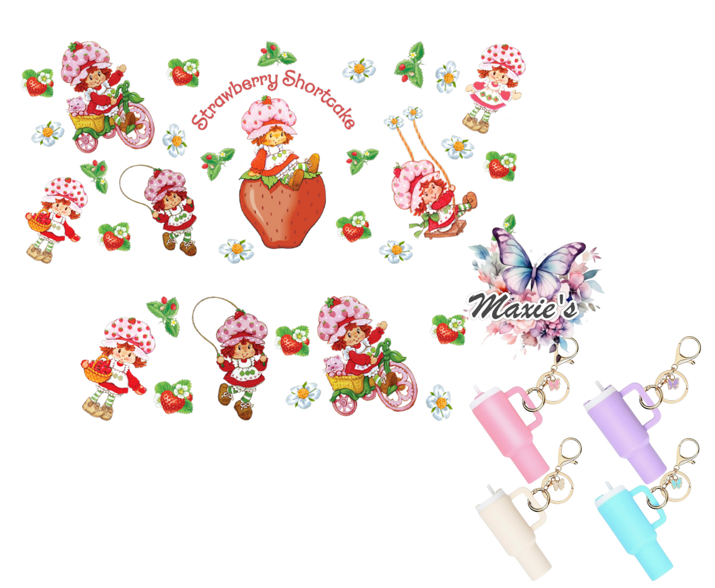 Strawberry 🍓 Shortcake Girl Graphic Design UVDTF Mini Tumblr Keychain Decal