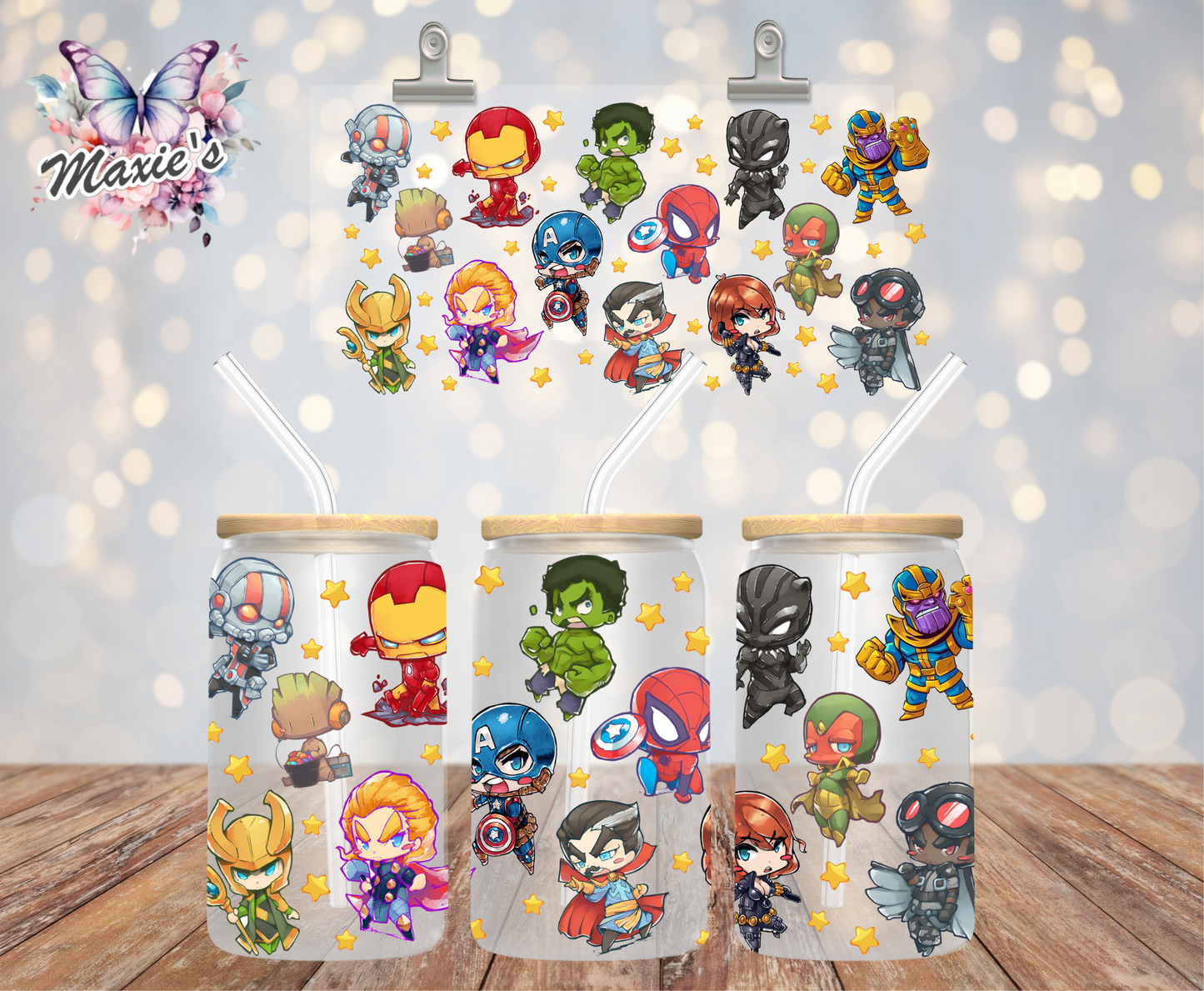 ✨️ Double-Sided ✨️ Super Hero Characters Graphic Design 16oz UVDTF Cup Wrap