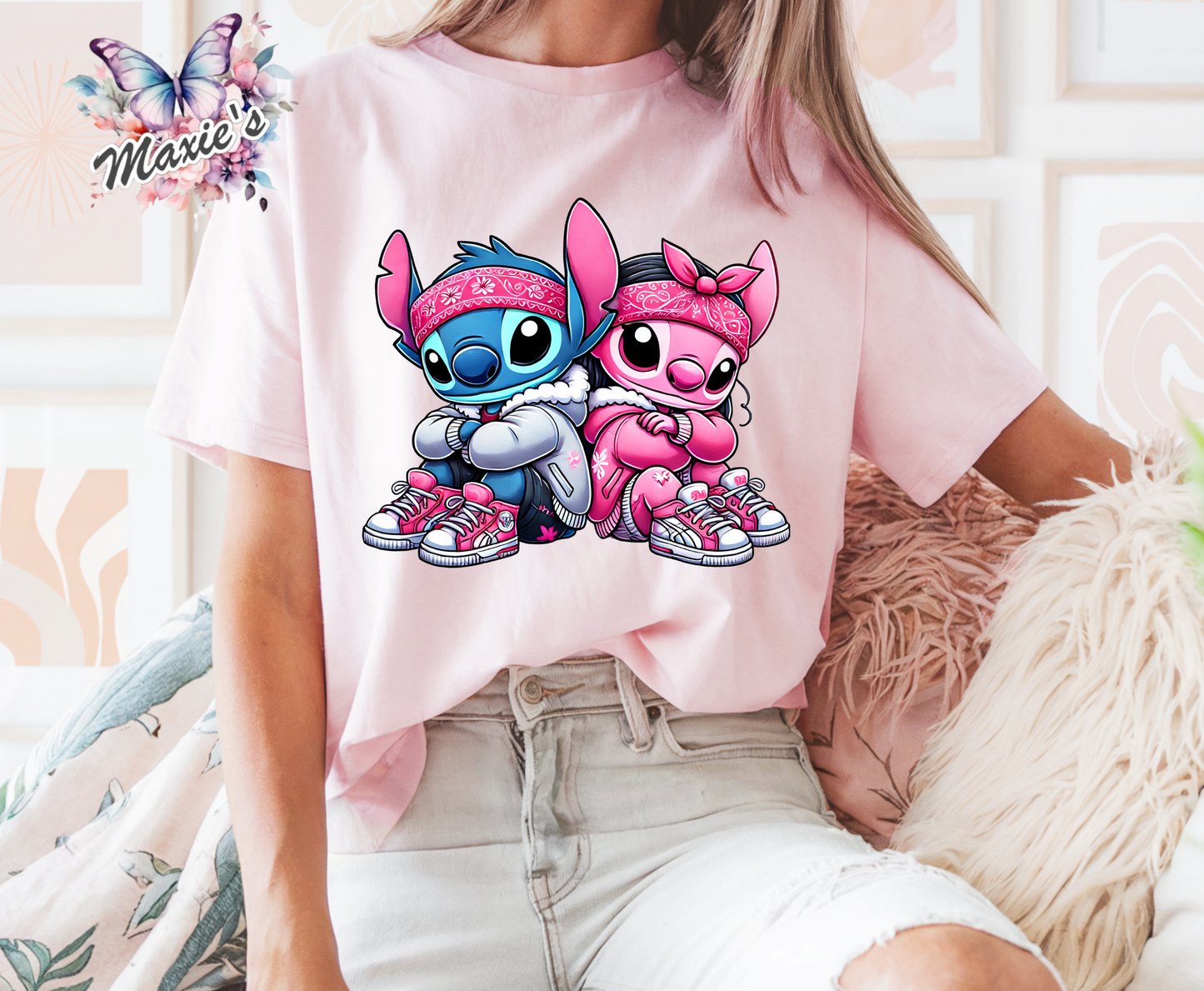 Stitch Couple Graphic Design DTF Transfer Print