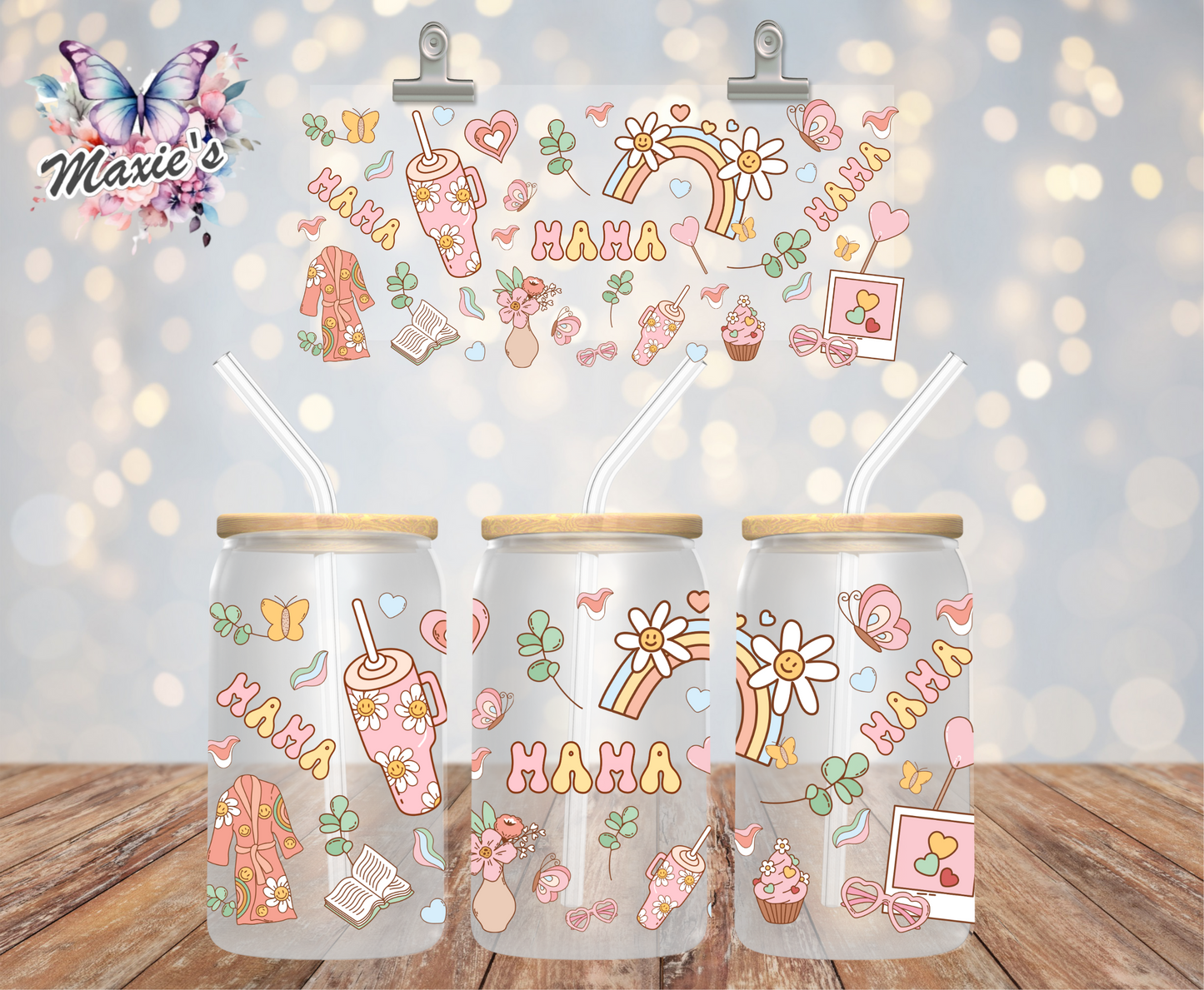 Retro Mama Graphic Design 16oz. UVDTF Cup Wrap