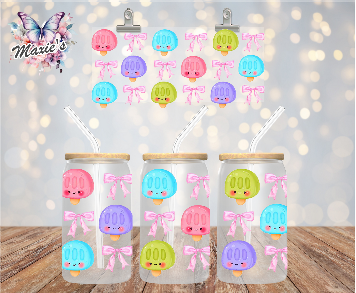 Yummy Popsicles & Bows Theme 16oz. UVDTF Cup Wrap