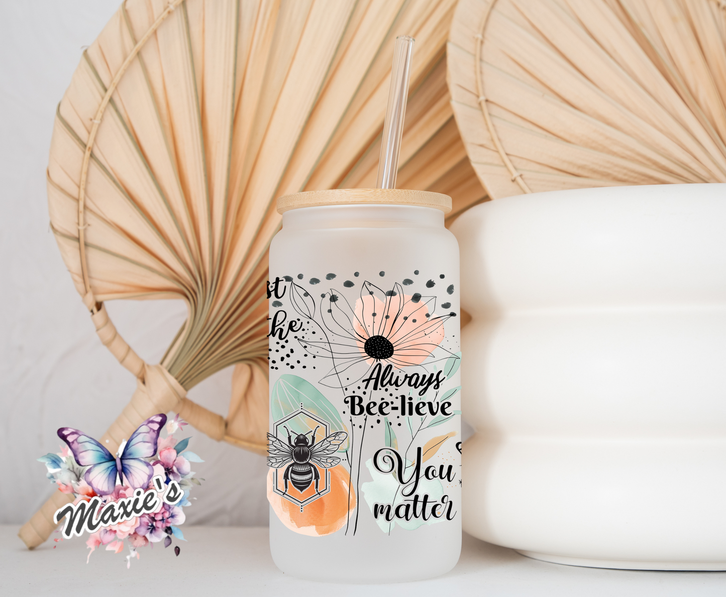 Boho Floral Daily Affirmation Graphic Design 16oz. UVDTF Cup Wrap