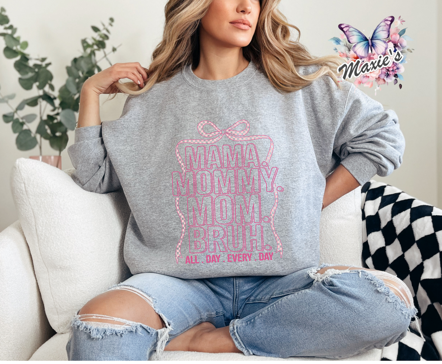 Mama, Mommy, Mom, Bruh All Day Phrase DTF Transfer Print