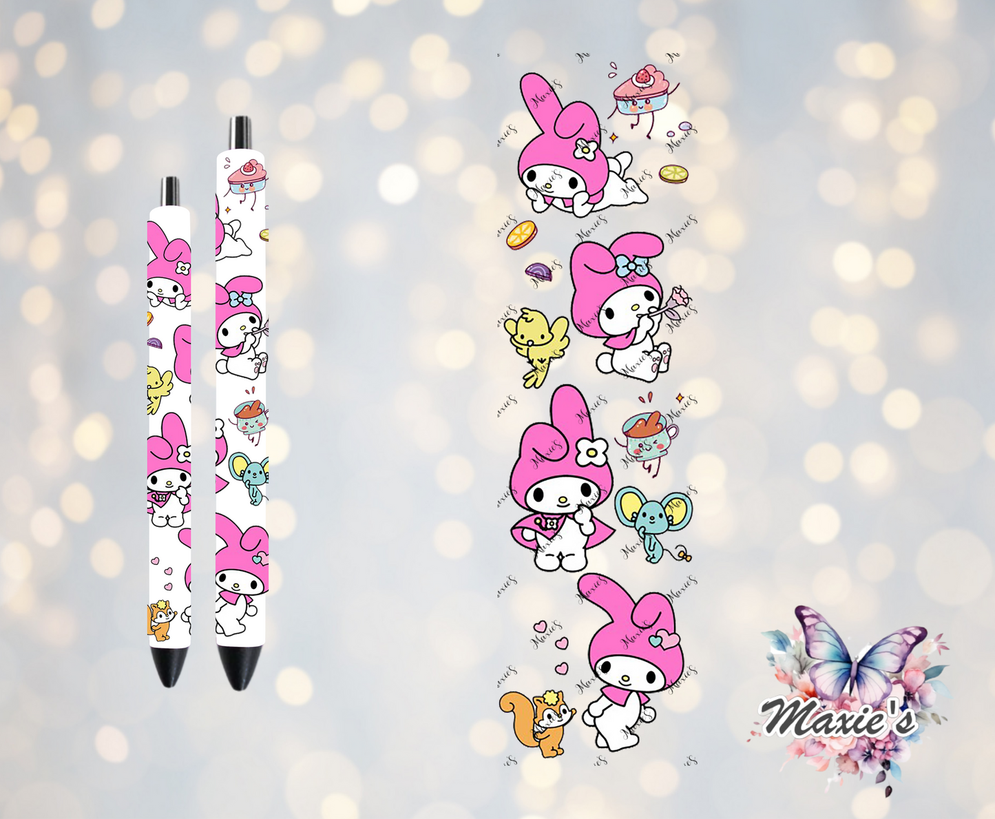 Melody Bunny Graphic Design UVDTF Pen Wrap/Bookmark Decal