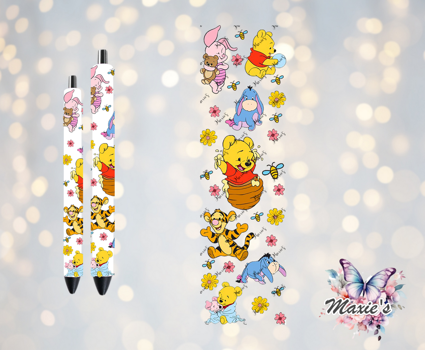 Fun Day With Winnie The Pooh & Friends Graphic Design UVDTF Pen Wrap/Bookmark Decal