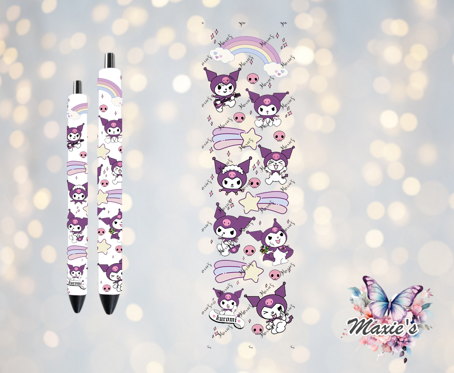 Shooting Stars ๐ Kuromi Graphic Design UVDTF Pen Wrap/Bookmark Decal