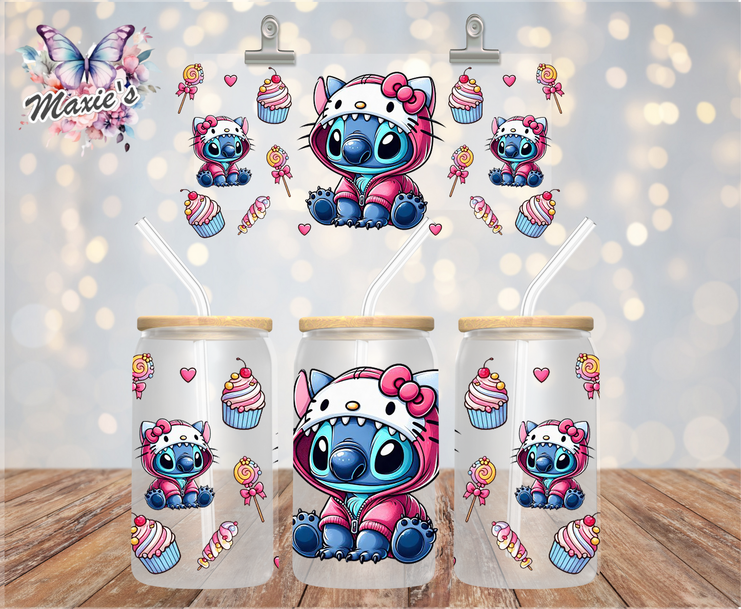 Hello-Kitty Stitch Graphic Design 16oz. UVDTF Cup Wrap