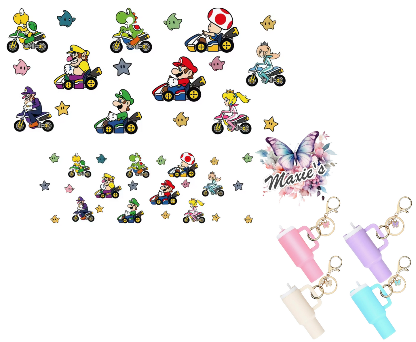 Go! Mario Go!! UVDTF Mini Stanley Tumblr Keychain Decal