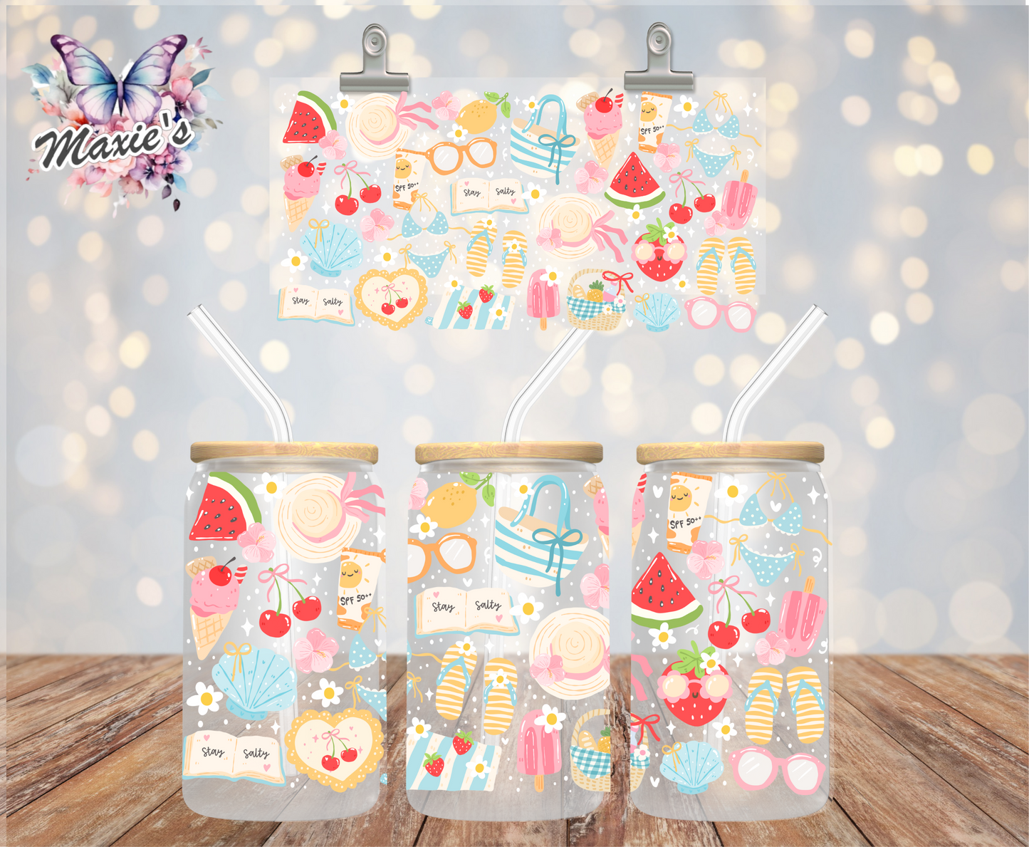 It's All About Summer Pastel Theme 16oz. UVDTF Cup Wrap