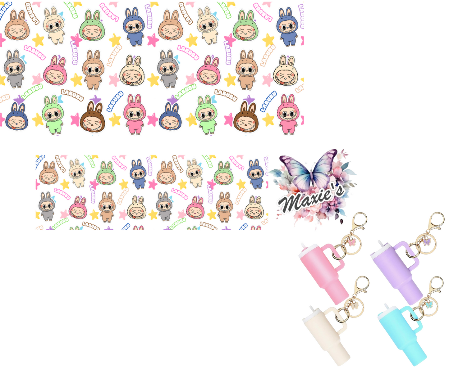Colorful Labubu Theme UVDTF Mini Stanley Tumblr Keychain Decal