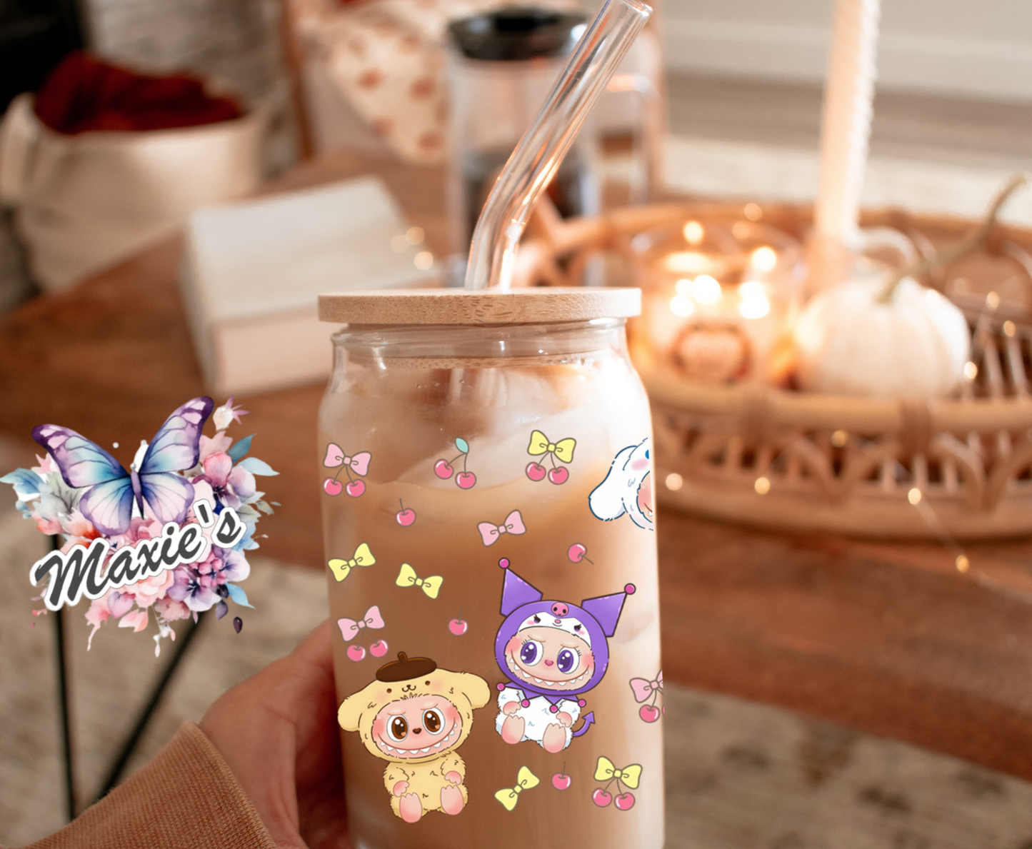 Kawaii Labubu Conquette Cherry π Theme 16oz. UVDTF Cup Wrap