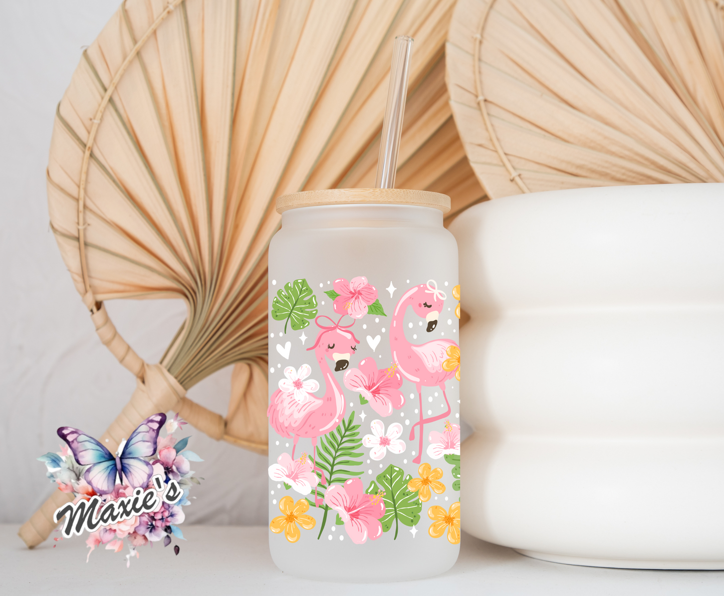 Floral Flamingo Paradise Graphic Design 16oz. UVDTF Cup Wrap