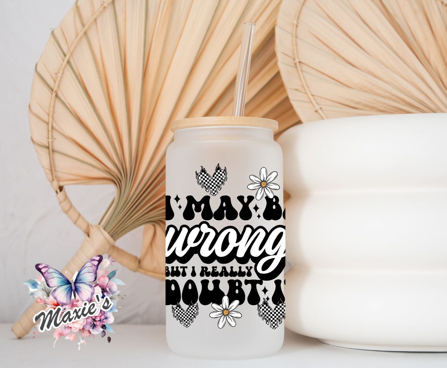 I May Be Wrong Retro Checkered Graphic Design 16oz. UVDTF Cup Wrap