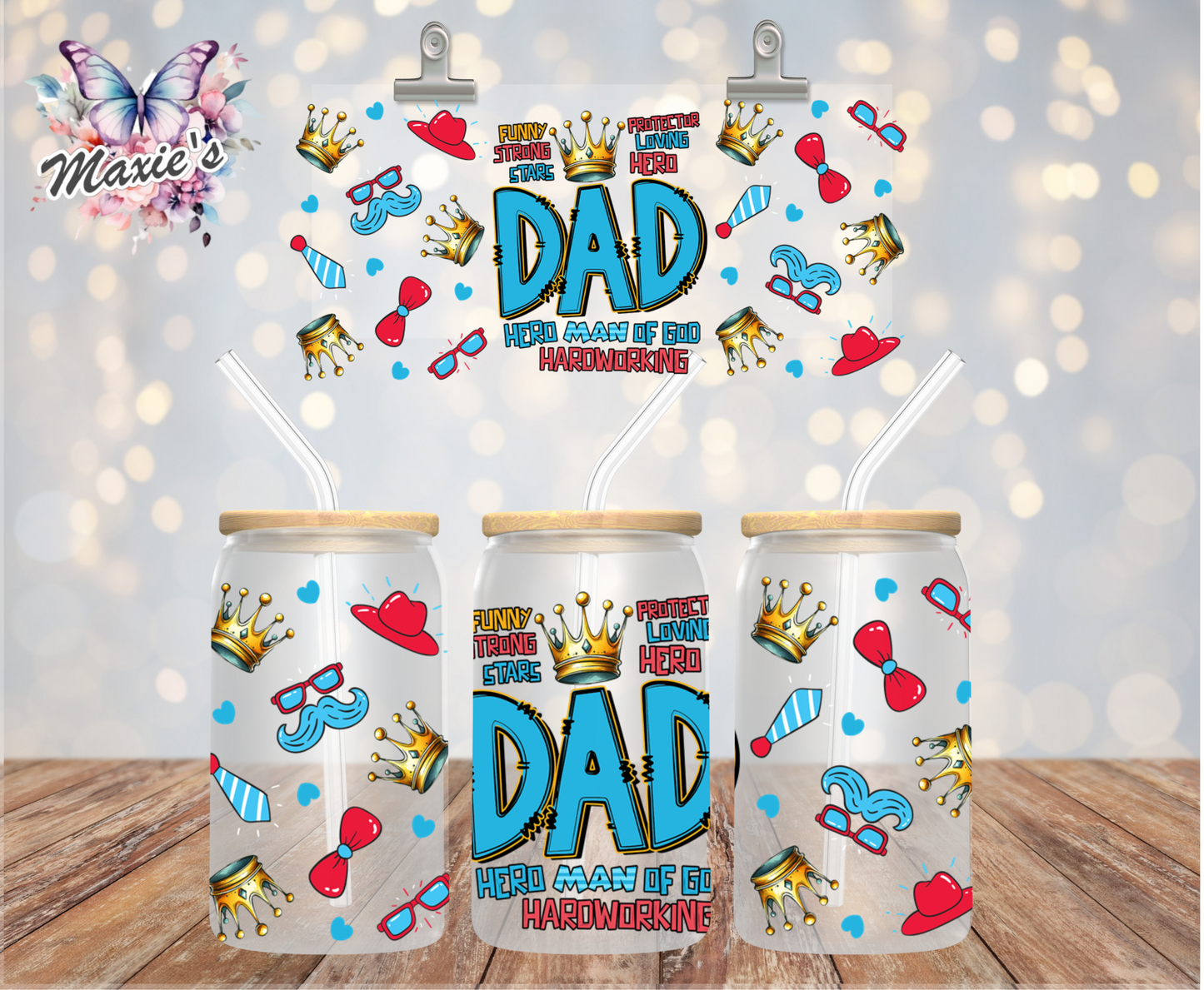 Dad - Hero Man Of God Graphic Design 16oz. UVDTF Cup Wrap