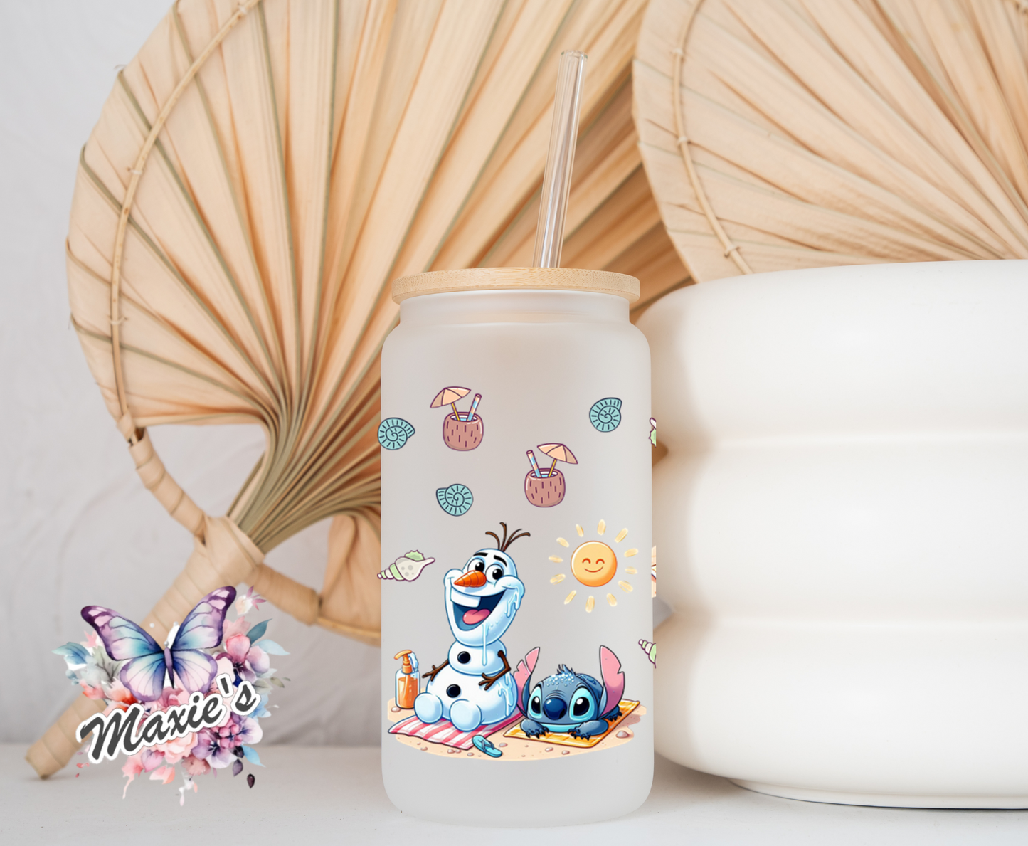 Olaf & Stitch Summer Fun Graphic Design 16oz. UVDTF Cup Wrap