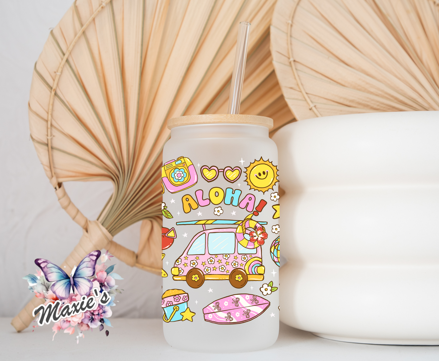 Aloha Retro Summer Graphic Design 16oz. UVDTF Cup Wrap