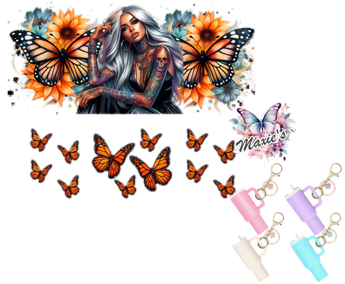 Be Free Butterfly Theme UVDTF Mini Tumbler keychain Decal