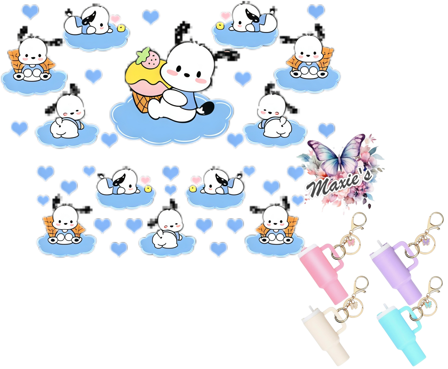 Pochacco Puppy Graphic Design UVDTF Mini Tumblr Keychain Decal