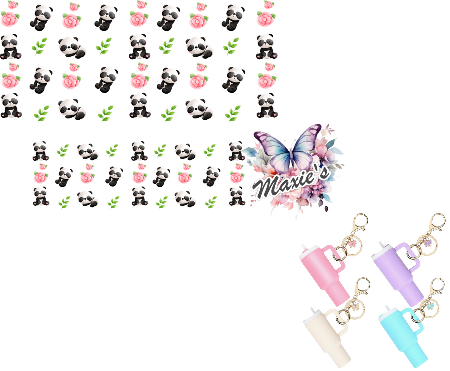 Baby Panda Graphic Design UVDTF Mini Stanley Tumblr Keychain Decal