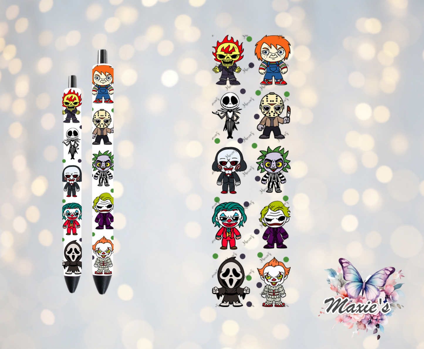 Horror Characters Graphic Design UVDTF Pen Wrap/ Bookmark Decal