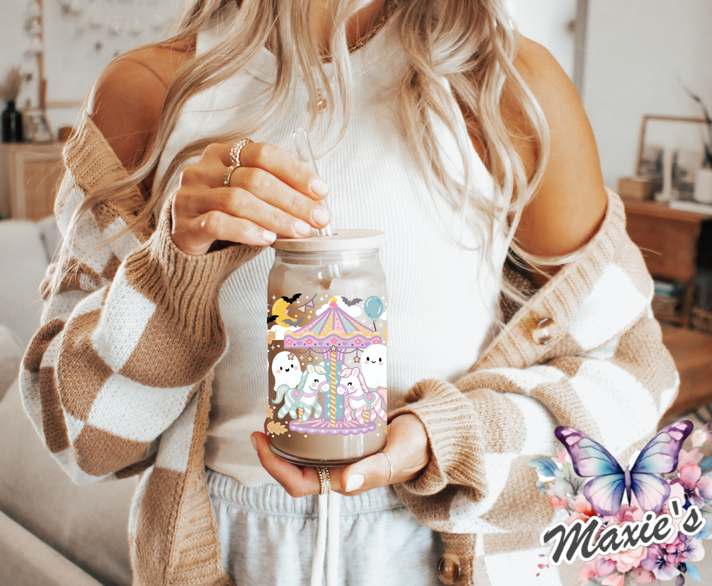 Pastel Color Cute Ghostie Fairy Park Graphic Design 16oz. UVDTF Cup Wrap