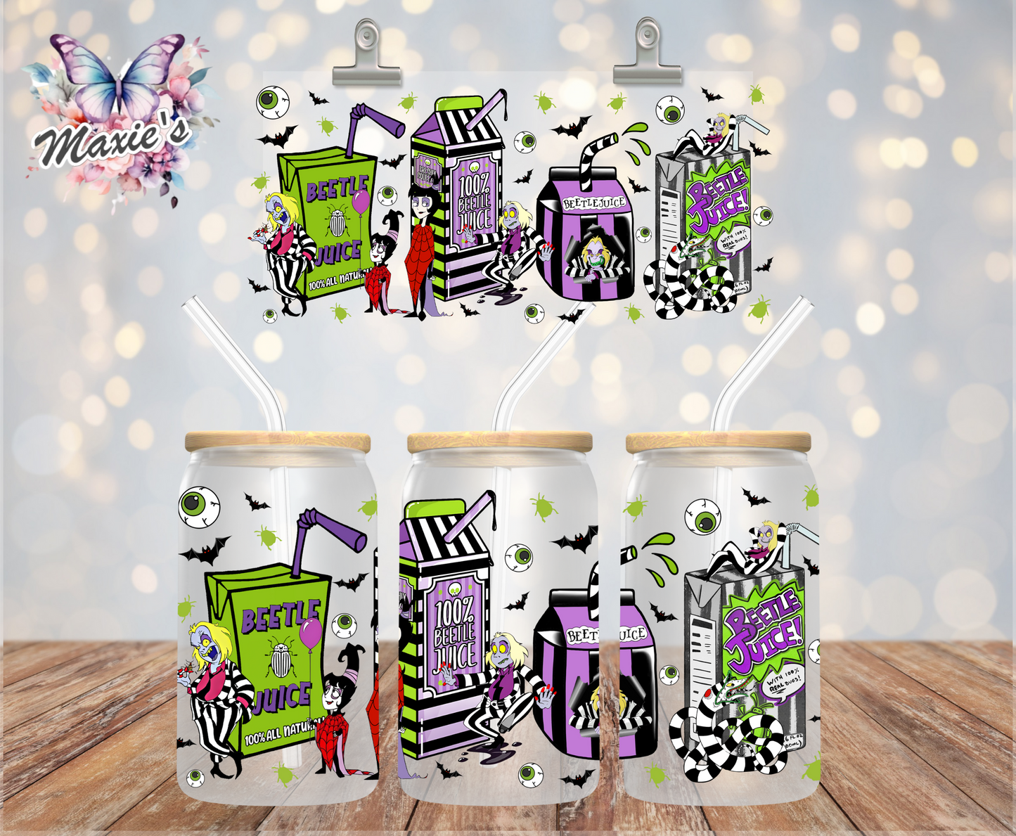 Beetlejuice Boxes Graphic Design 16oz. UVDTF Cup Wrap
