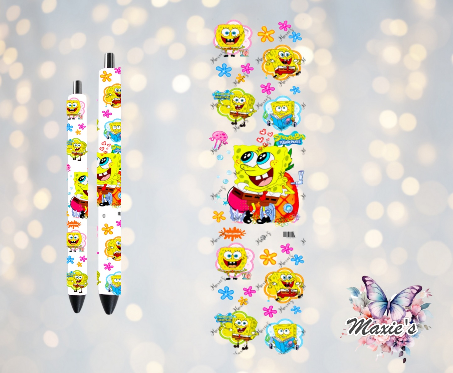 Sponge Bob Animation Graphic Design UVDTF Pen Wrap/Bookmark Decal