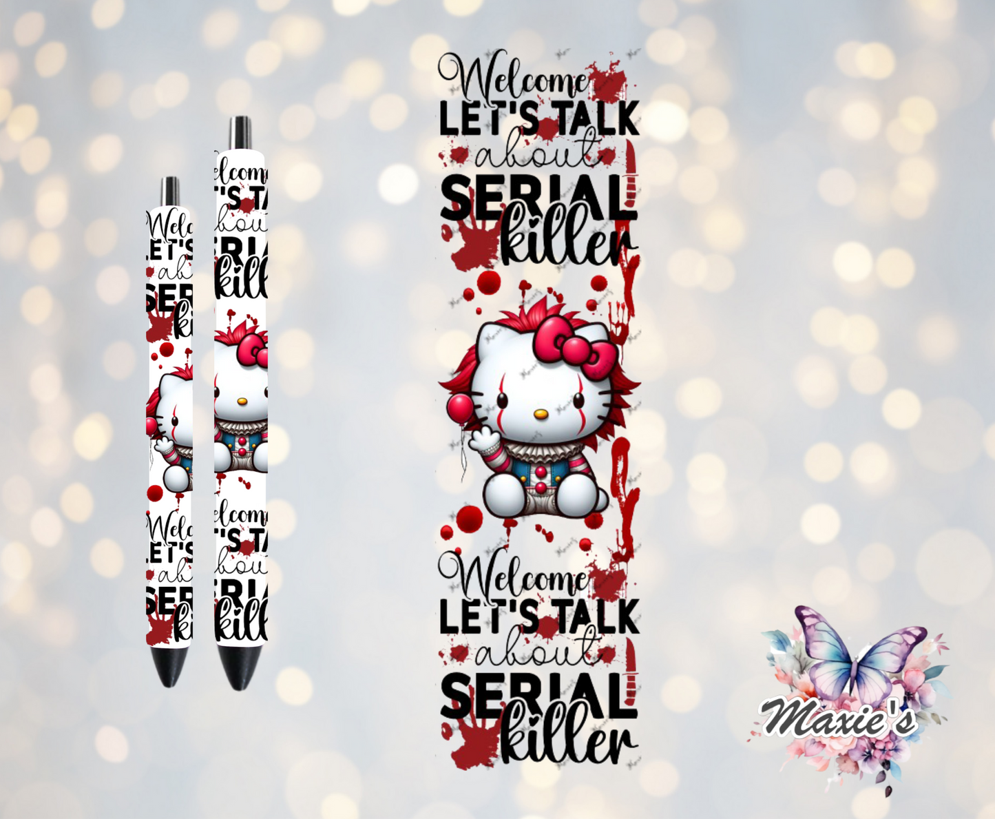 Pennywise Kitty Graphic Design UVDTF Pen Wrap/Bookmark Decal