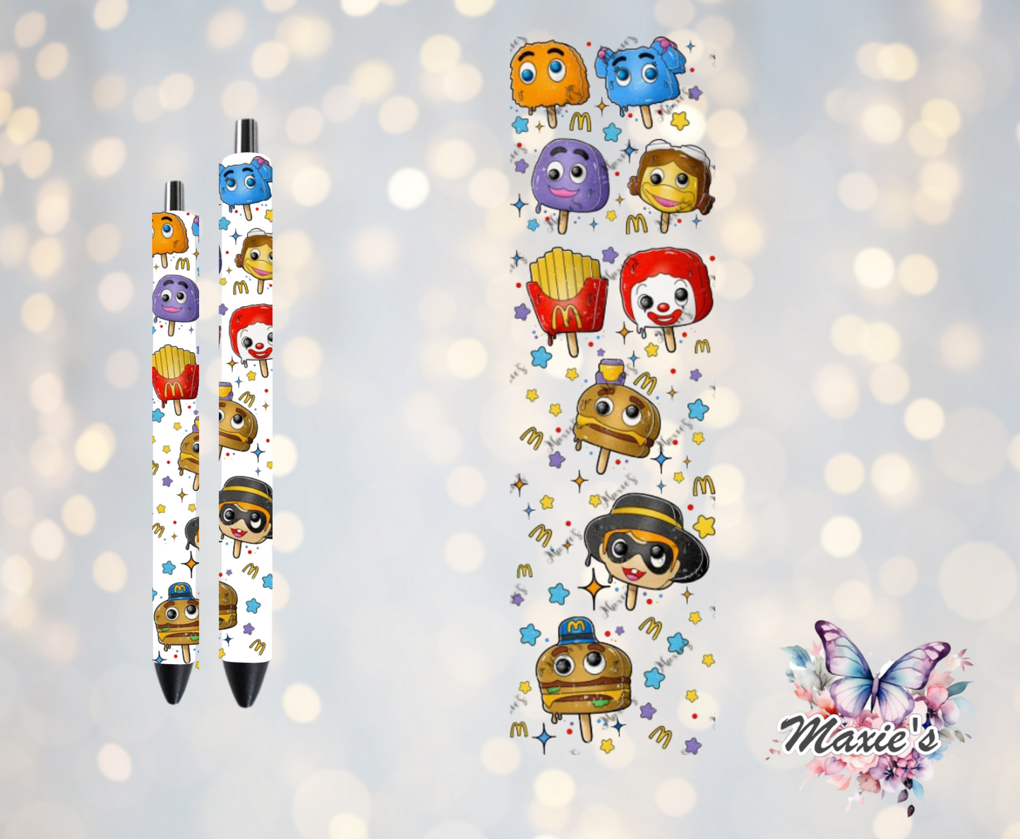 McDonald Character Popsicle Theme UVDTF Pen Wrap/ Bookmark Decal
