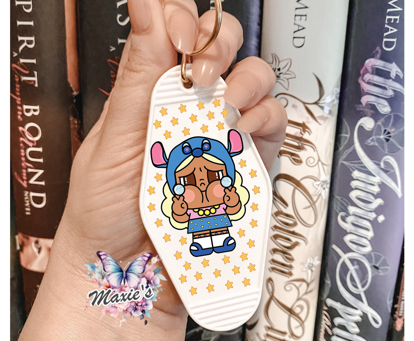 Stitch Cry Baby Graphic Design UVDTF Motel Keychain Decal