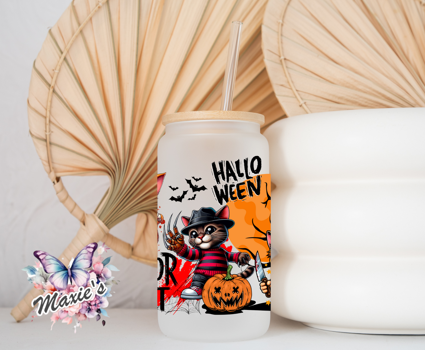 Trick Or Treat Horror Night Cats Graphic Design 16oz. UVDTF Cup Wrap