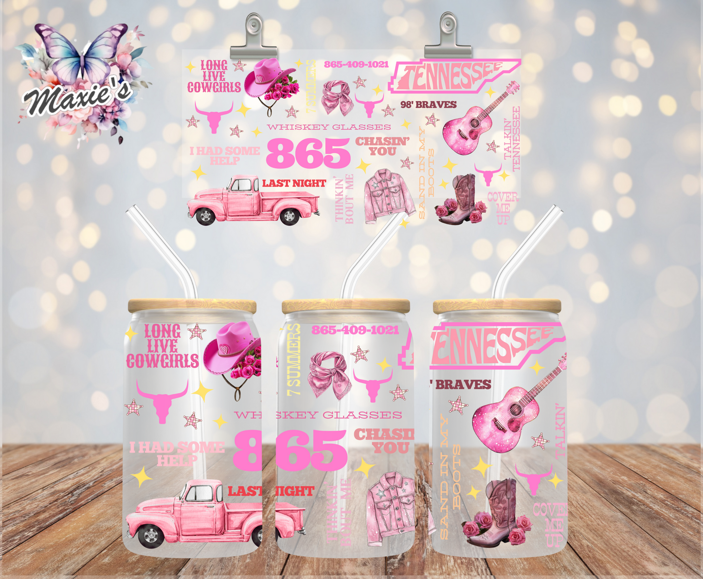 ✨️✨️Double - Sided✨️✨️ Long Live CowGirls Pink Style Graphic Design 16oz. UVDTF Cup Wrap