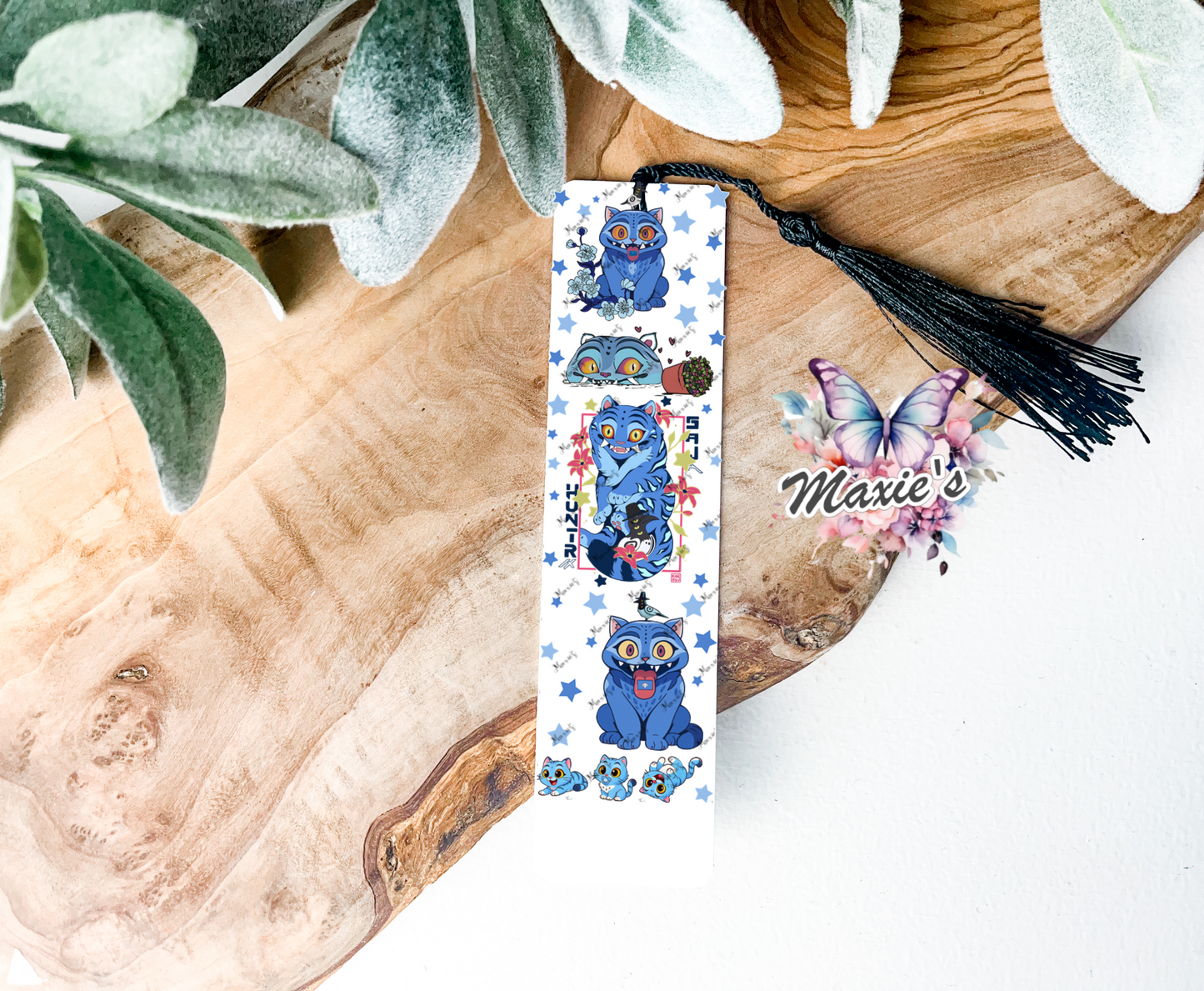 Blue Demon Cat Graphic Design UVDTF Pen Wrap/Bookmark Decal
