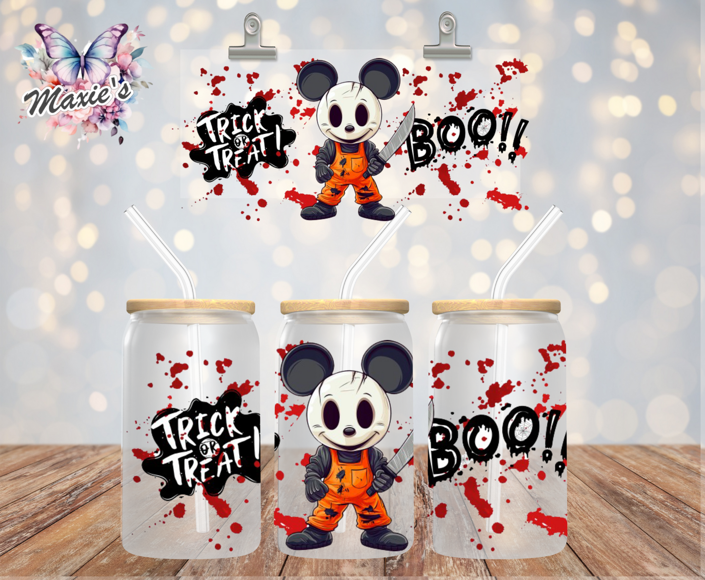 Trick Or Treat Horror Mickey Graphic Design 16oz. UVDTF Cup Wrap
