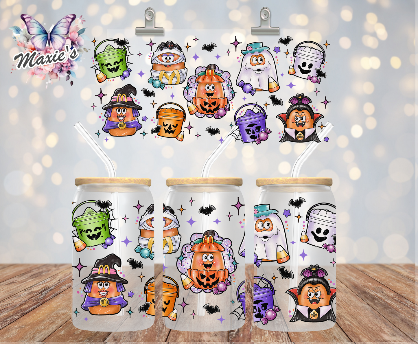Spooky Bucket Characters Graphic Design 16oz. UVDTF Cup Wrap