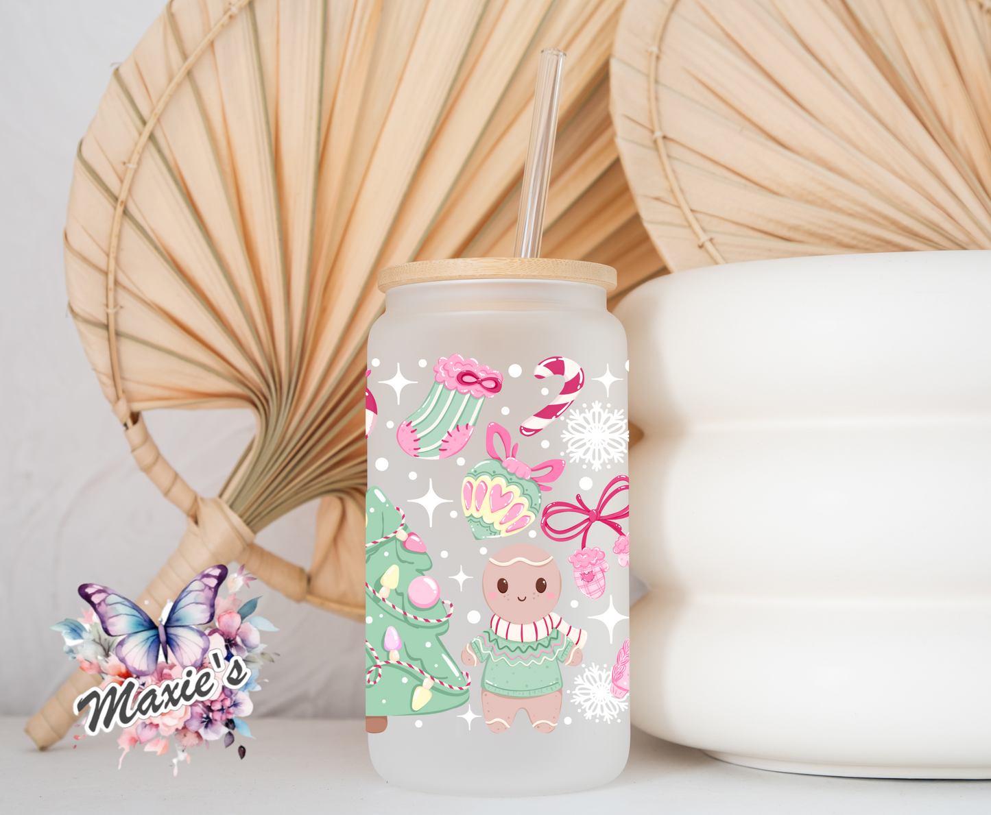 Kawaii Pink Christmas Graphic Design 16oz. UVDTF Cup Wrap