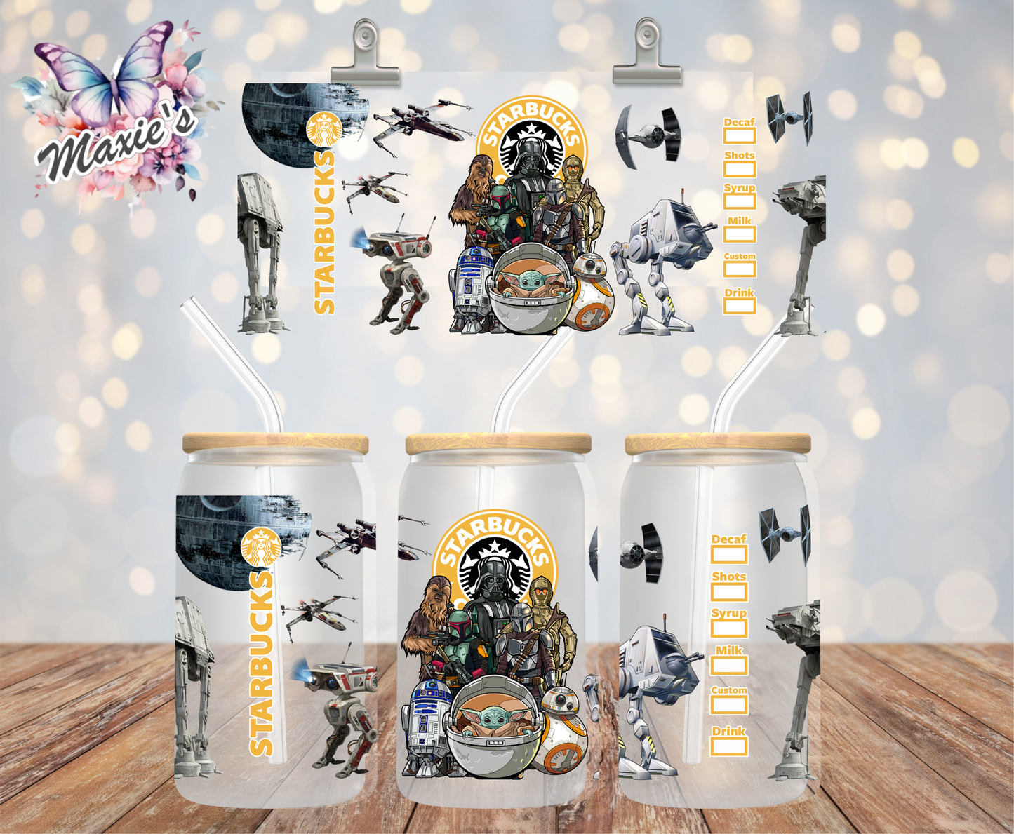 Star Wars Animation Starbbie Graphic Design 16oz. UVDTF Cup Wrap