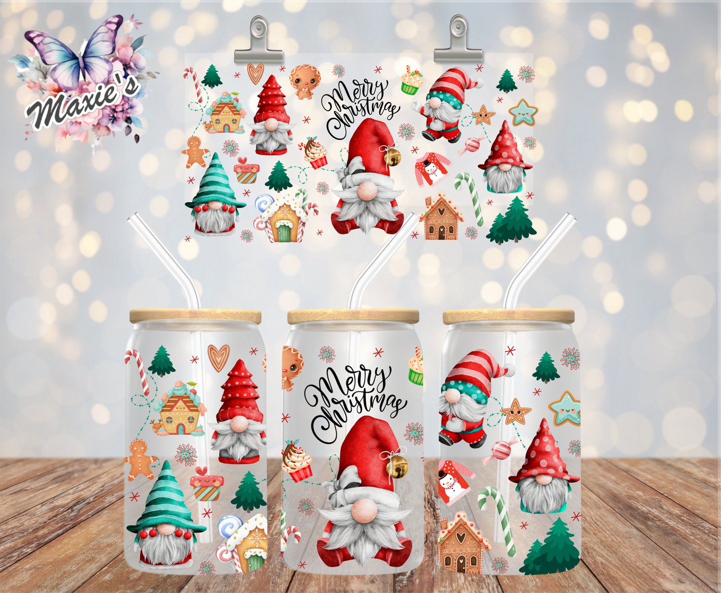 Christmas Gnomes Graphic Design 16oz. UVDTF Cup Wrap