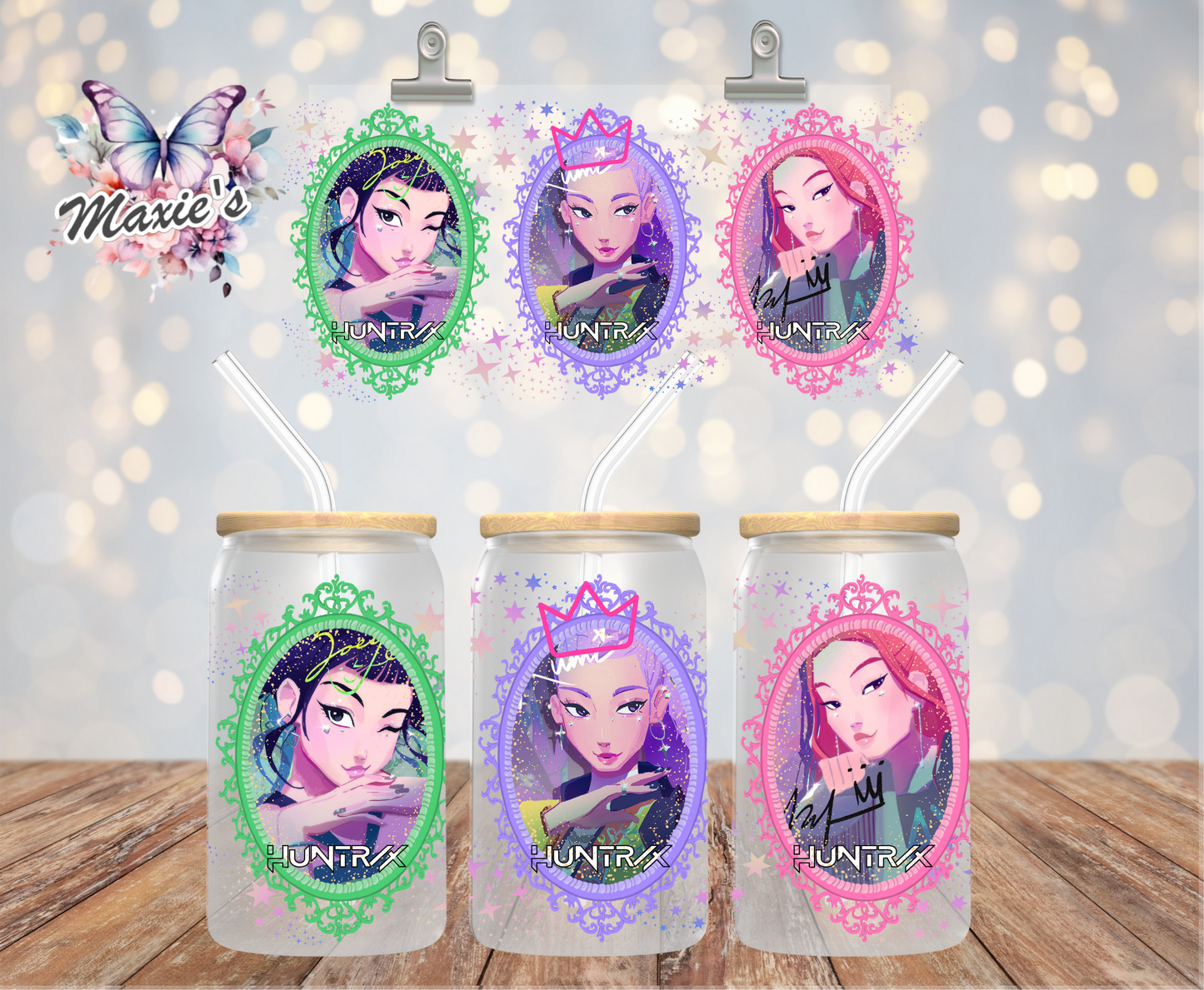 Huntrix Girl Portraits Graphic Design 16oz. UVDTF Cup Wrap