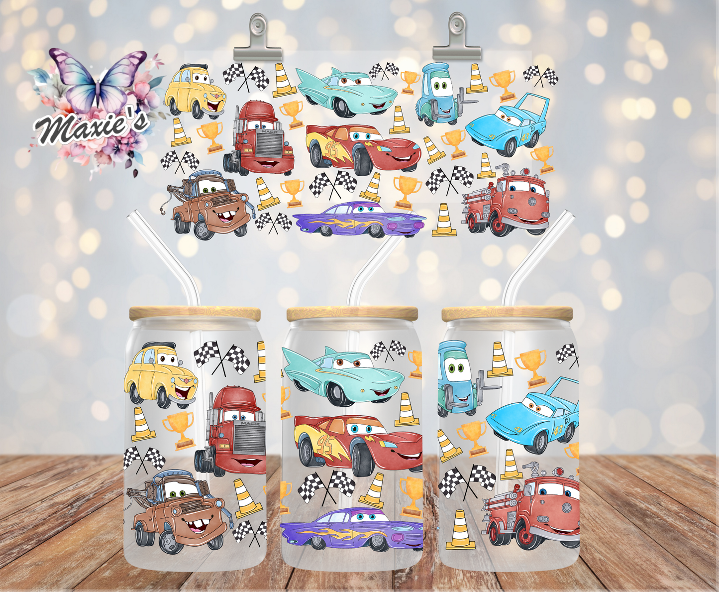 Cars Animation Graphic Design 16oz. UVDTF Cup Wrap