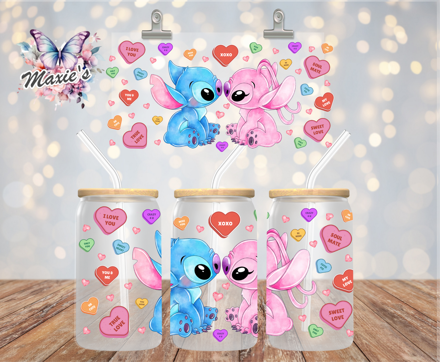 Smoochie Stitch Couple Graphic Design 16oz. UVDTF Cup Wrap